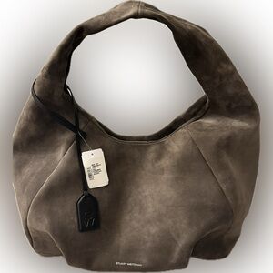 Stuart Weitzman Charcoal Suede Hobo Bag